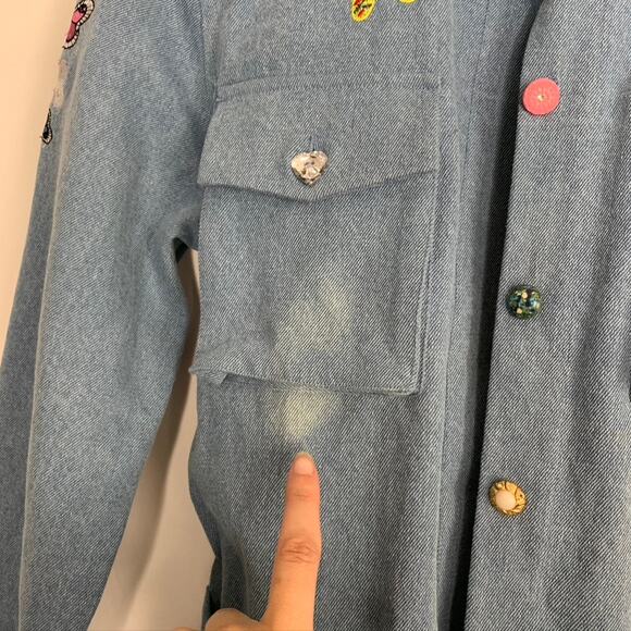 Meghan Fabulous Boheme Butterfly Bomb Jacket Denim Womens Small - Picture 13 of 16